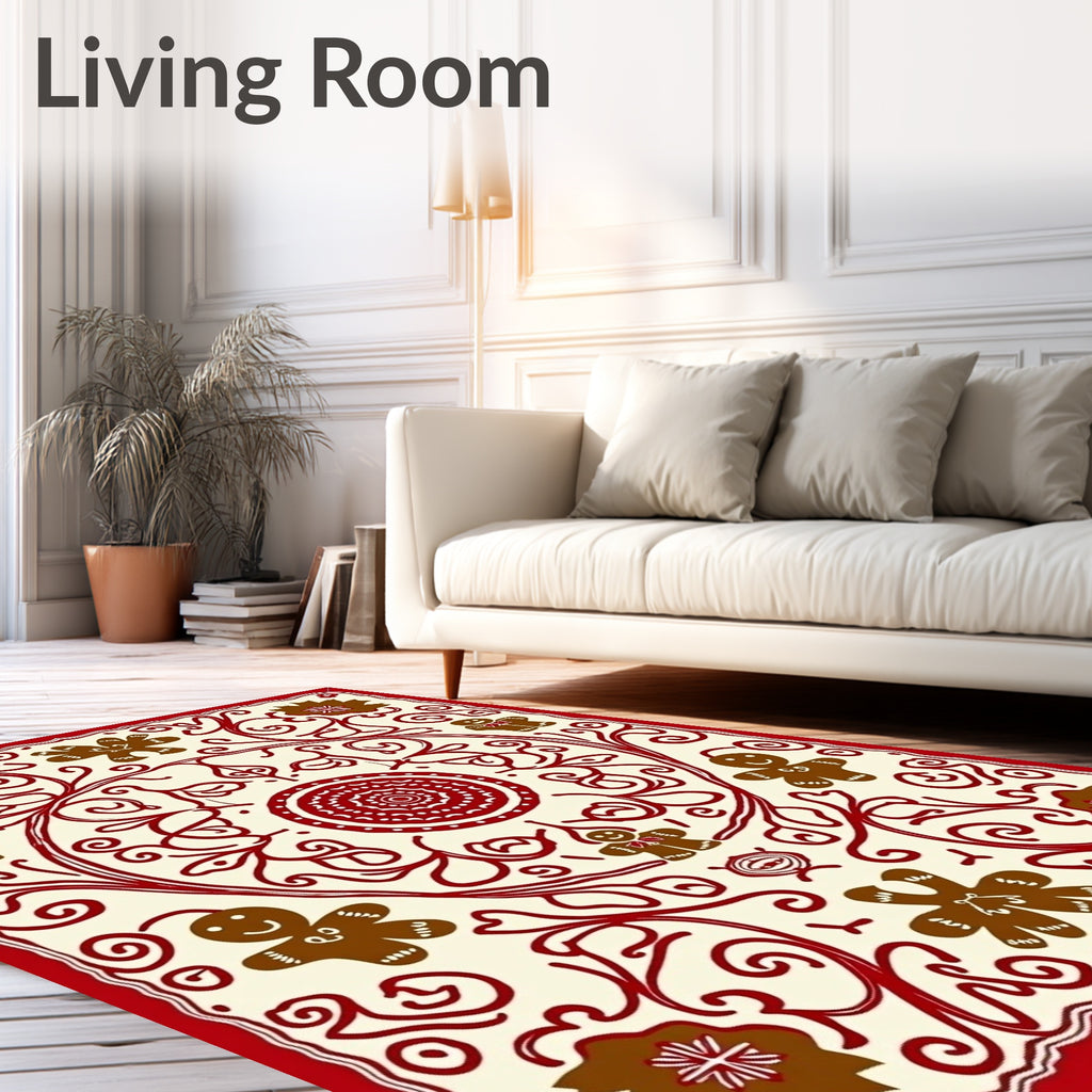 Whimsical Gingerbread Floral Pattern Rug