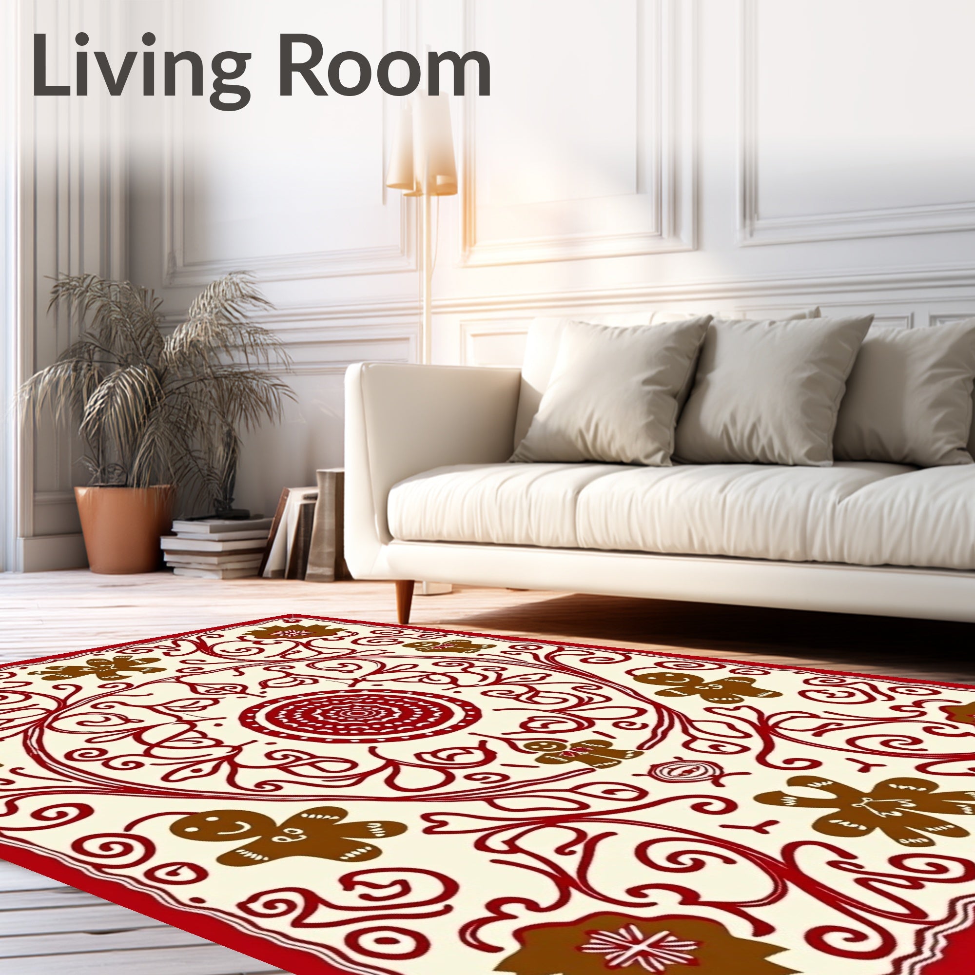 Whimsical Gingerbread Floral Pattern Rug