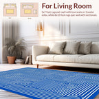 Abstract Blue White Geometric Maze Design Rug
