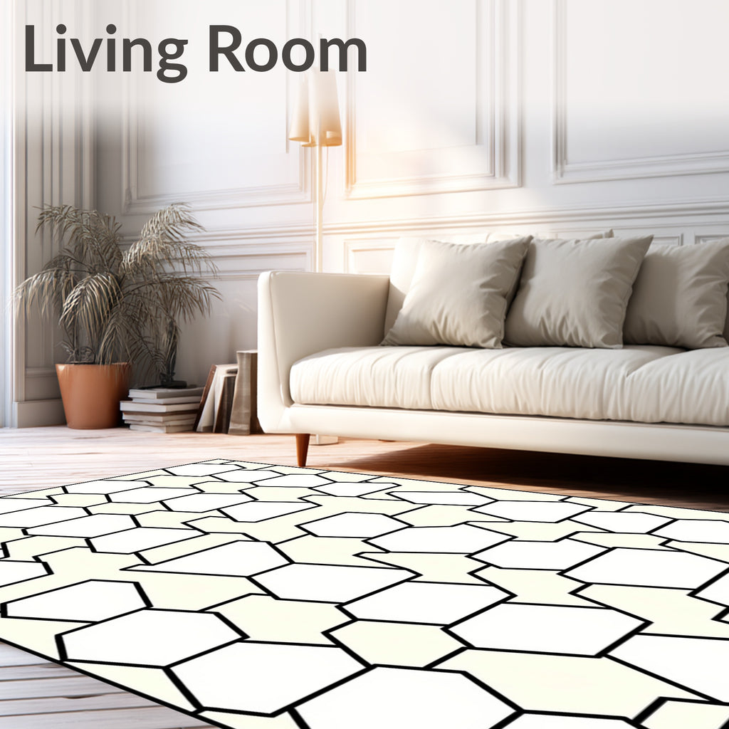 Geometric Hexagonal Outline Pattern Rug