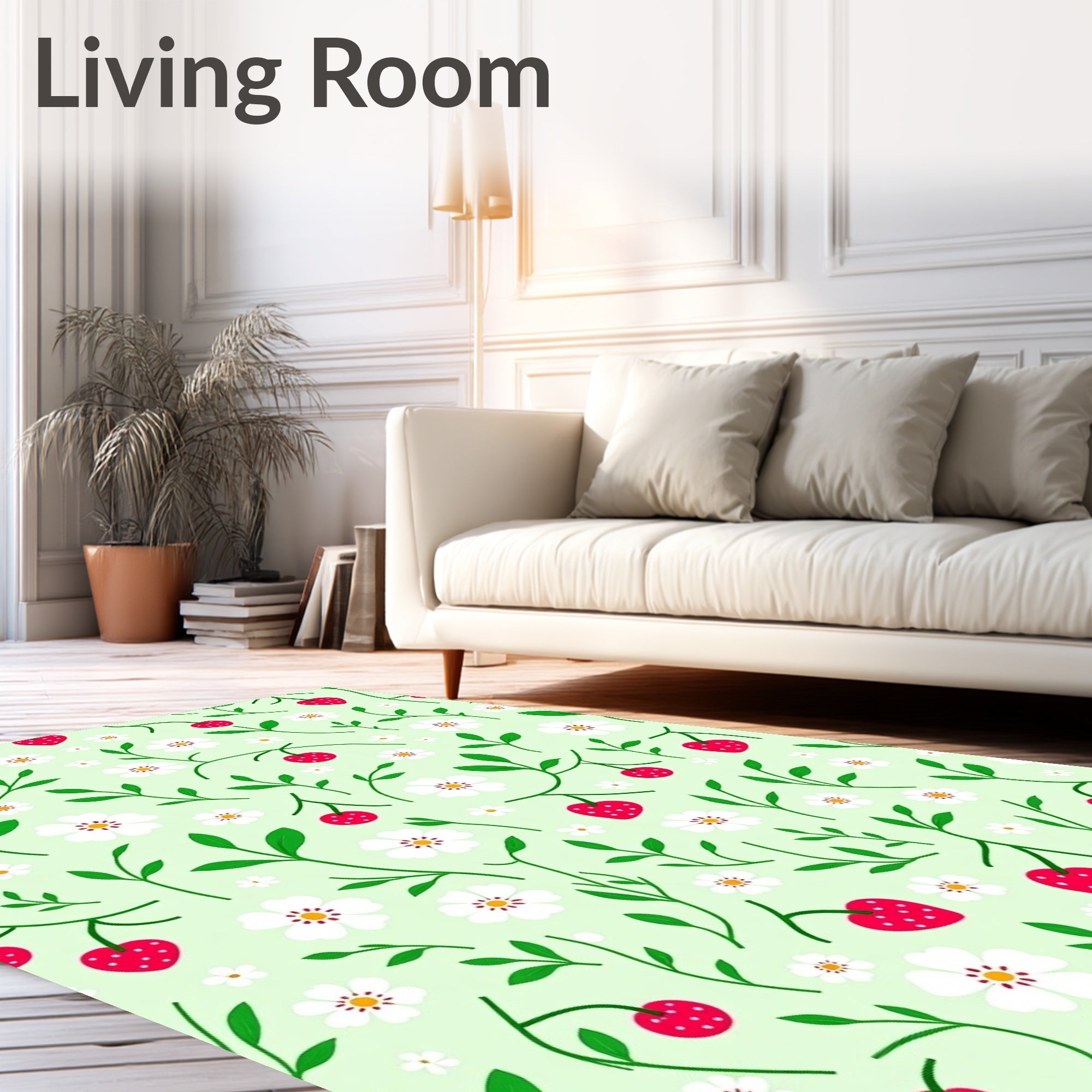 Strawberry Patch Floral Pattern Rug
