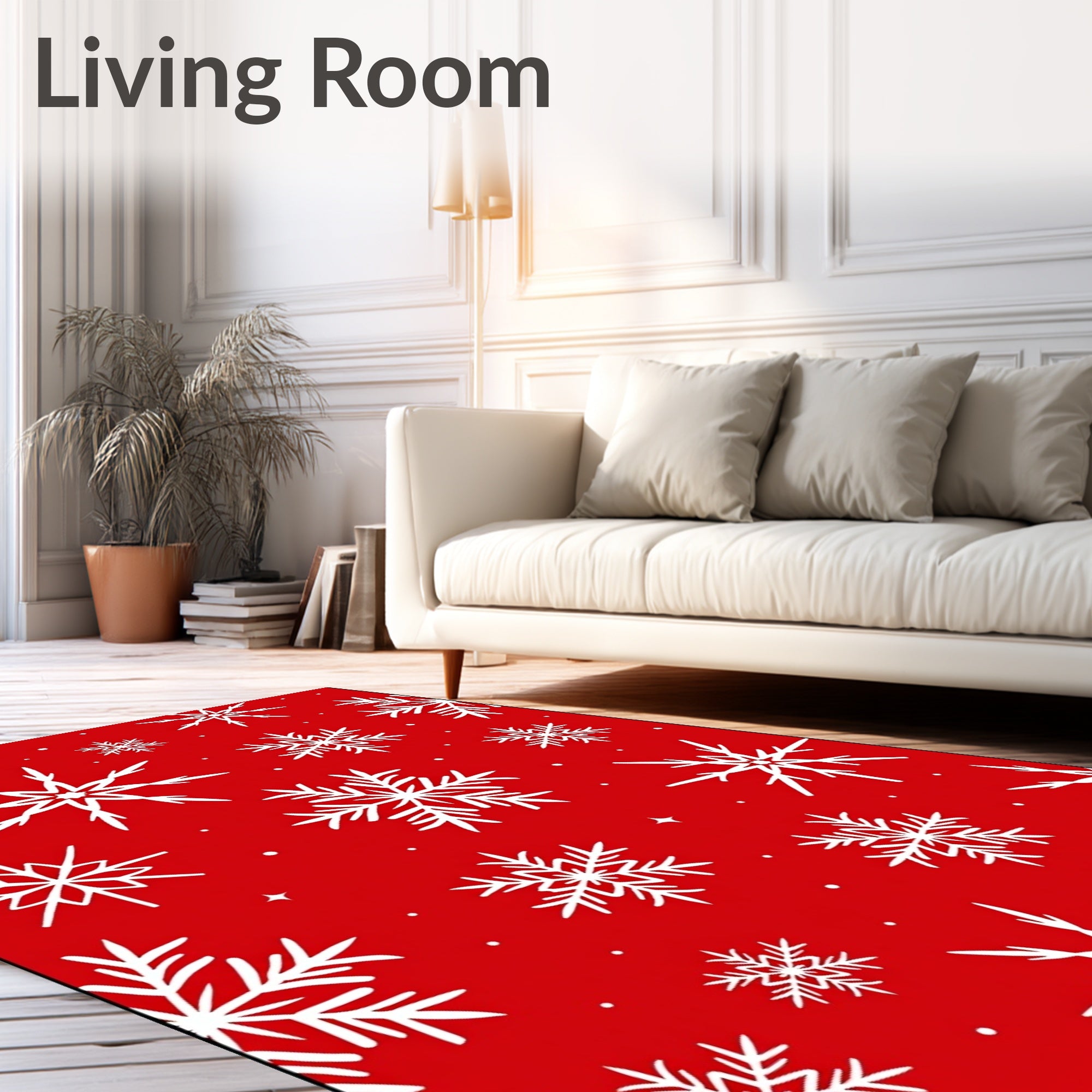 Red Snowflake Pattern Rug