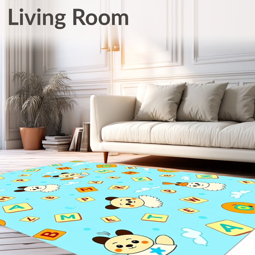Playful Pandas Alphabet Pattern Rug