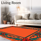 Ornate Floral Vine Border Rug