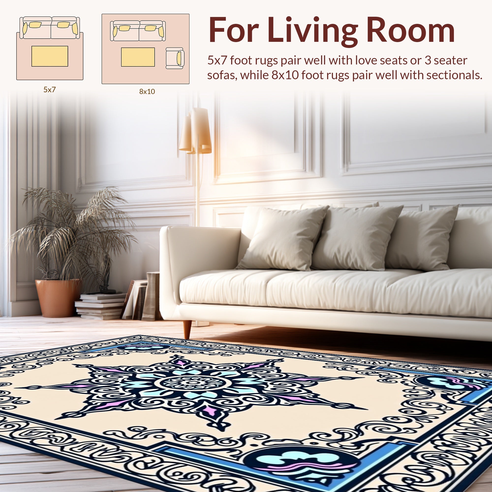 Ornate Floral Geometric Pattern Rug