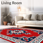 Red Floral Medallion Ornamental Design Rug