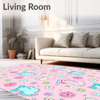 Cute Cat Flower Patterned Rug
