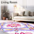 Pink And Purple Floral Medallion Rug