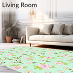 Charming Pink Floral Branches Pattern Rug