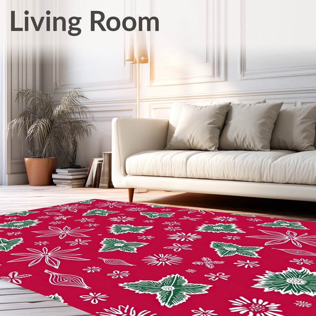 Holiday Floral Line Art Rug