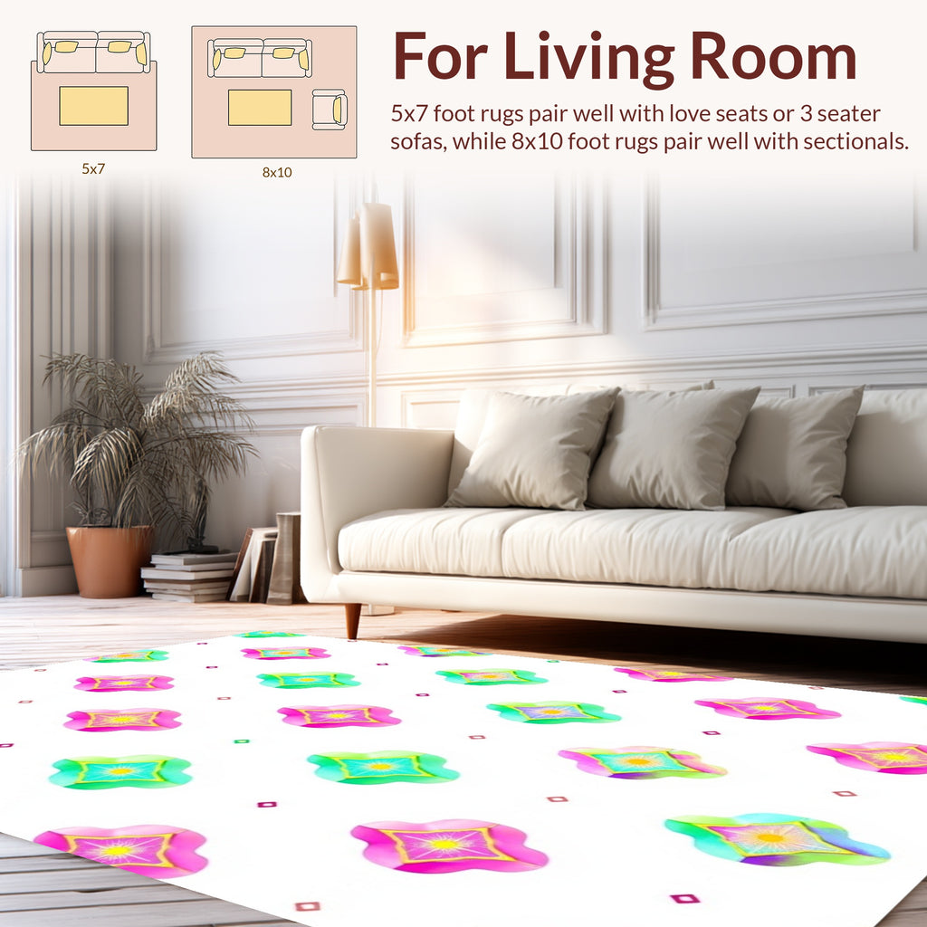 Vibrant Geometric Starburst Pattern Rug
