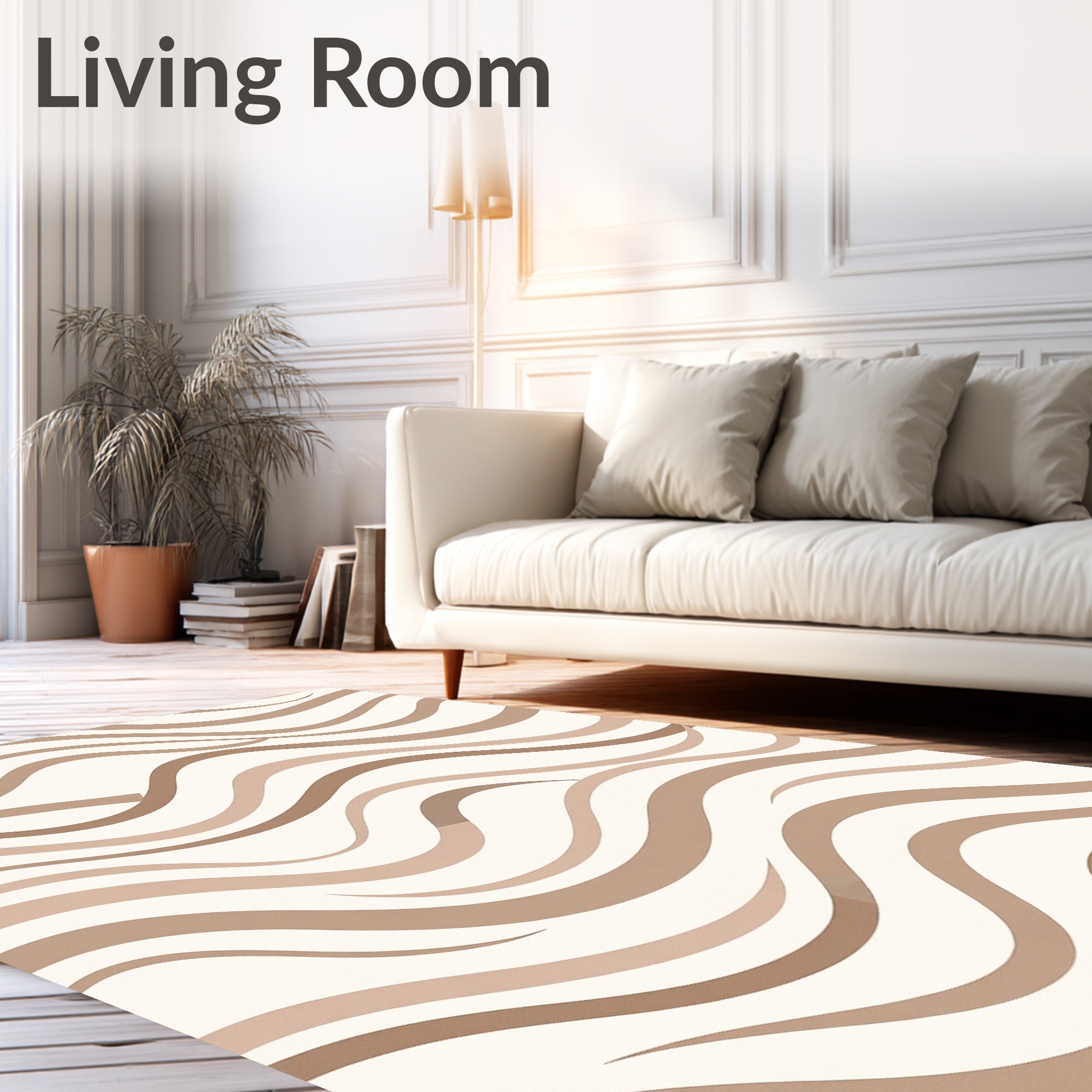 Wavy Abstract Earth Tone Design Rug