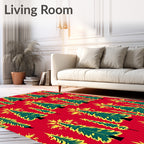Green Yellow Fir Tree Pattern Rug