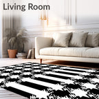 Graphic Houndstooth Striped Rug