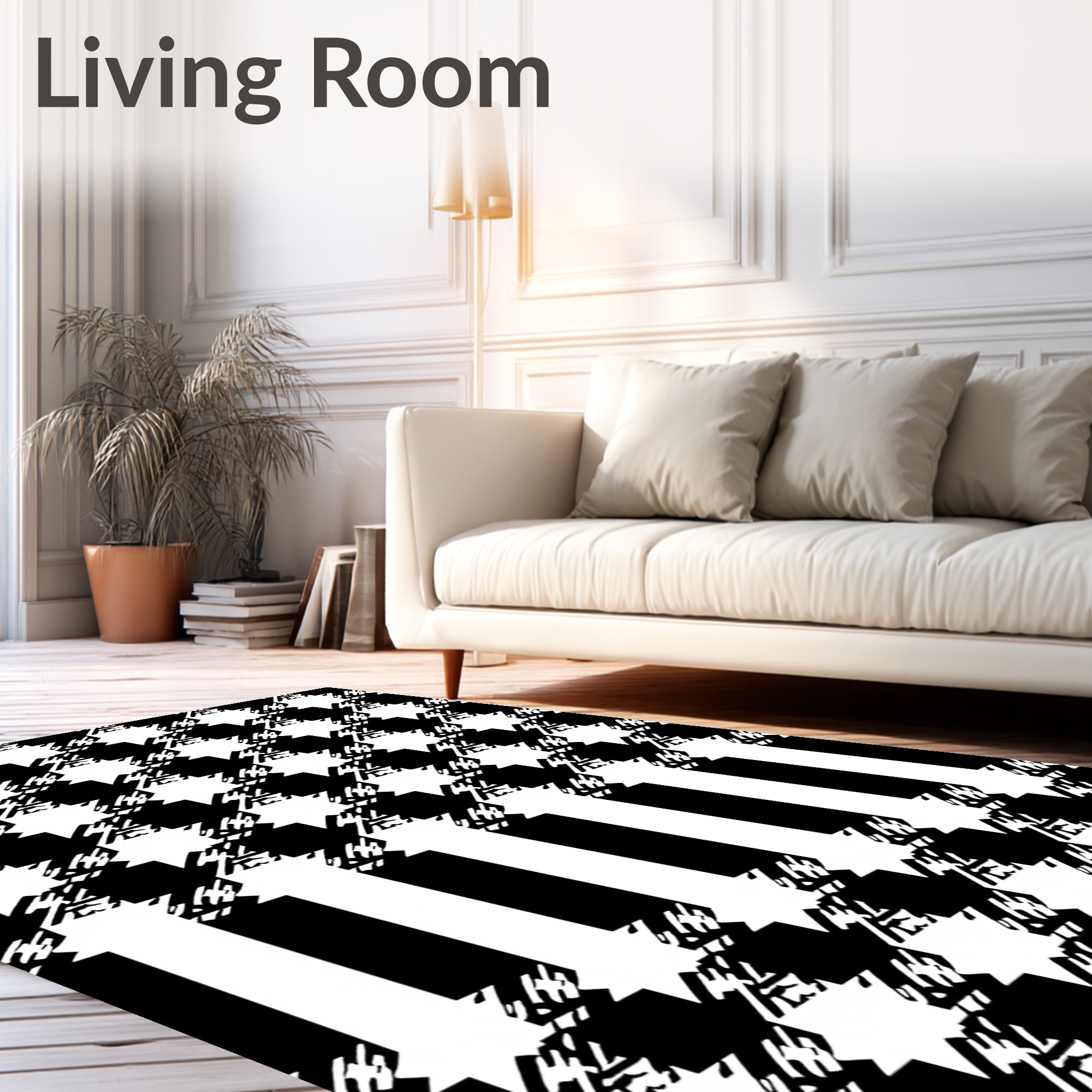 Graphic Houndstooth Striped Rug