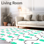 Teal Geometric Swirling Vine Pattern Rug
