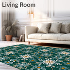 Emerald Floral Snowflake Pattern Rug