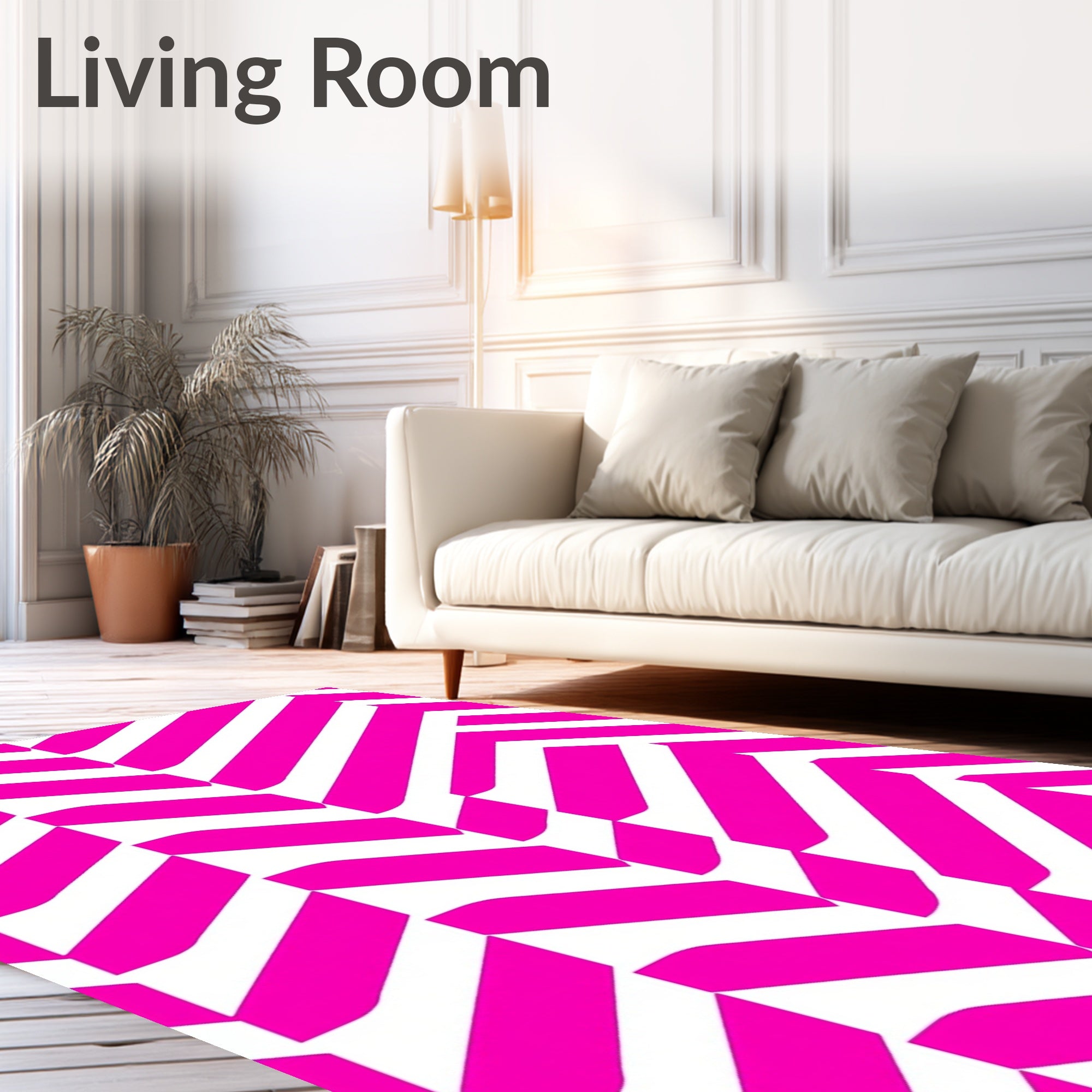 Bold Pink Chevron Pattern Rug