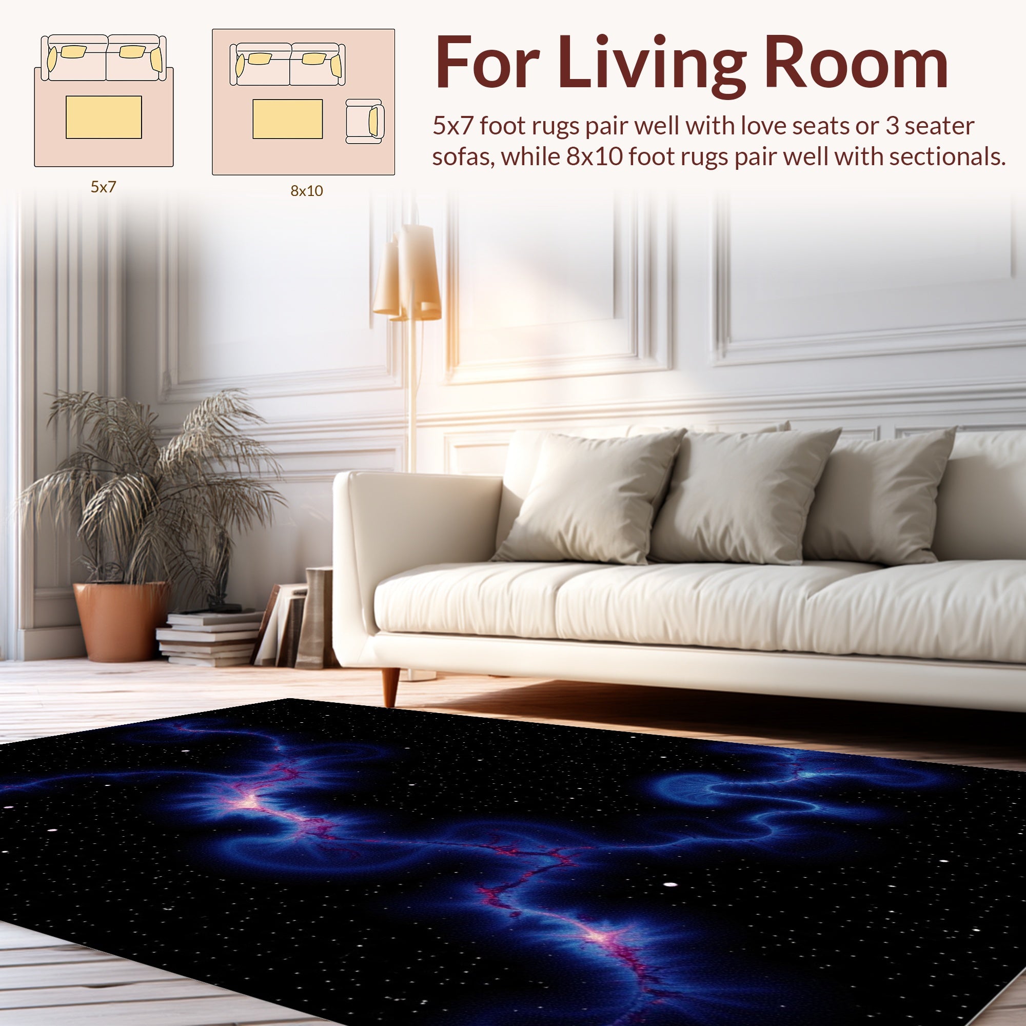 Cosmic Nebula Amethyst Swirl Rug