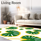 Tropical Green Yellow Leafy Foliage Rug