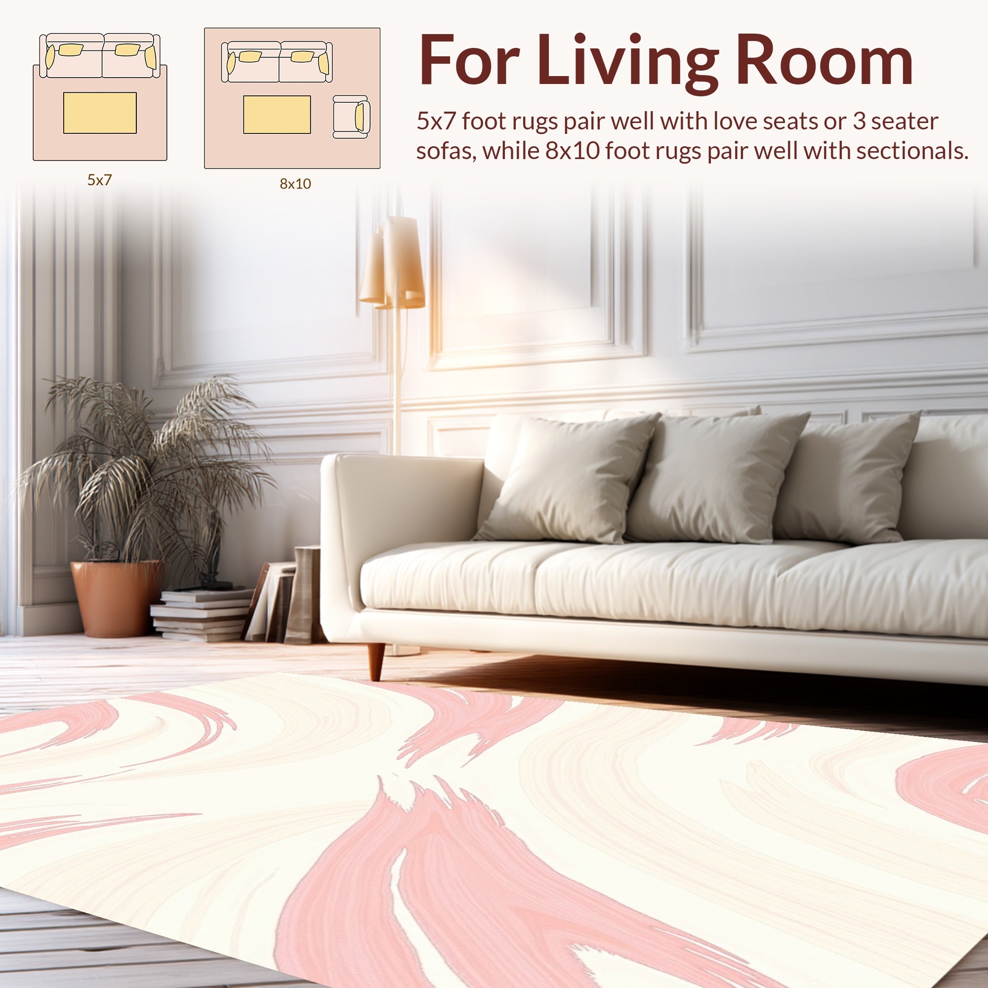 Blush Pink Swirl Brushstroke Rug