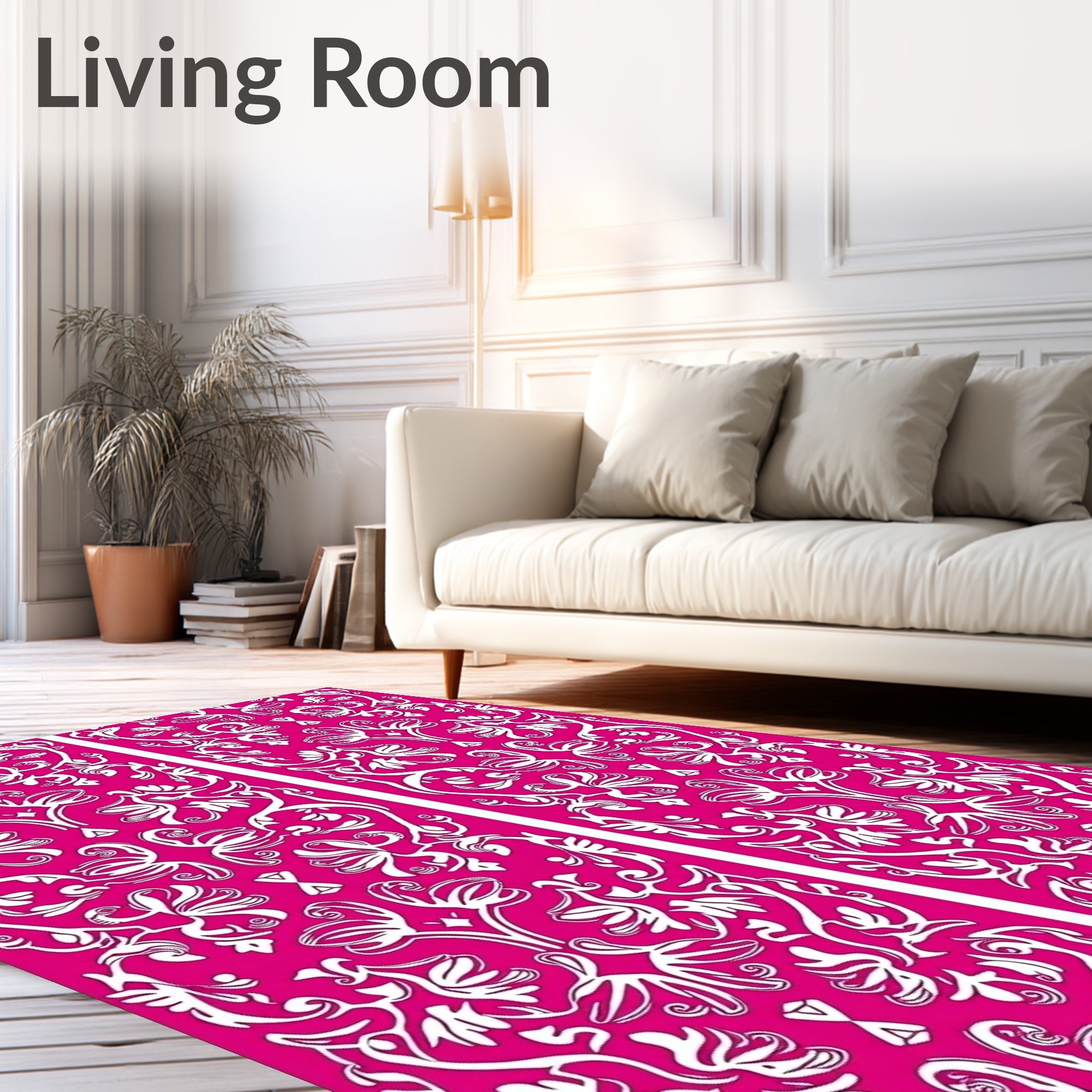 Symmetrical Floral Vines Bright Pattern Rug