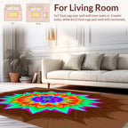 Vibrant Rainbow Starburst Fractal Rug