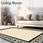 Classic Black Filigree Border Design Rug