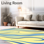 Flowing Blue And Yellow Abstract Pattern Rug