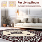 Ornate Dark Brown Cream Medallion Rug
