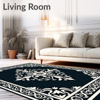 Ornate Cream Floral Centerpiece Rug