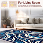 Abstract Swirling Blue Ivory Pattern Rug