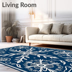 White Floral Snowflake Motif Rug