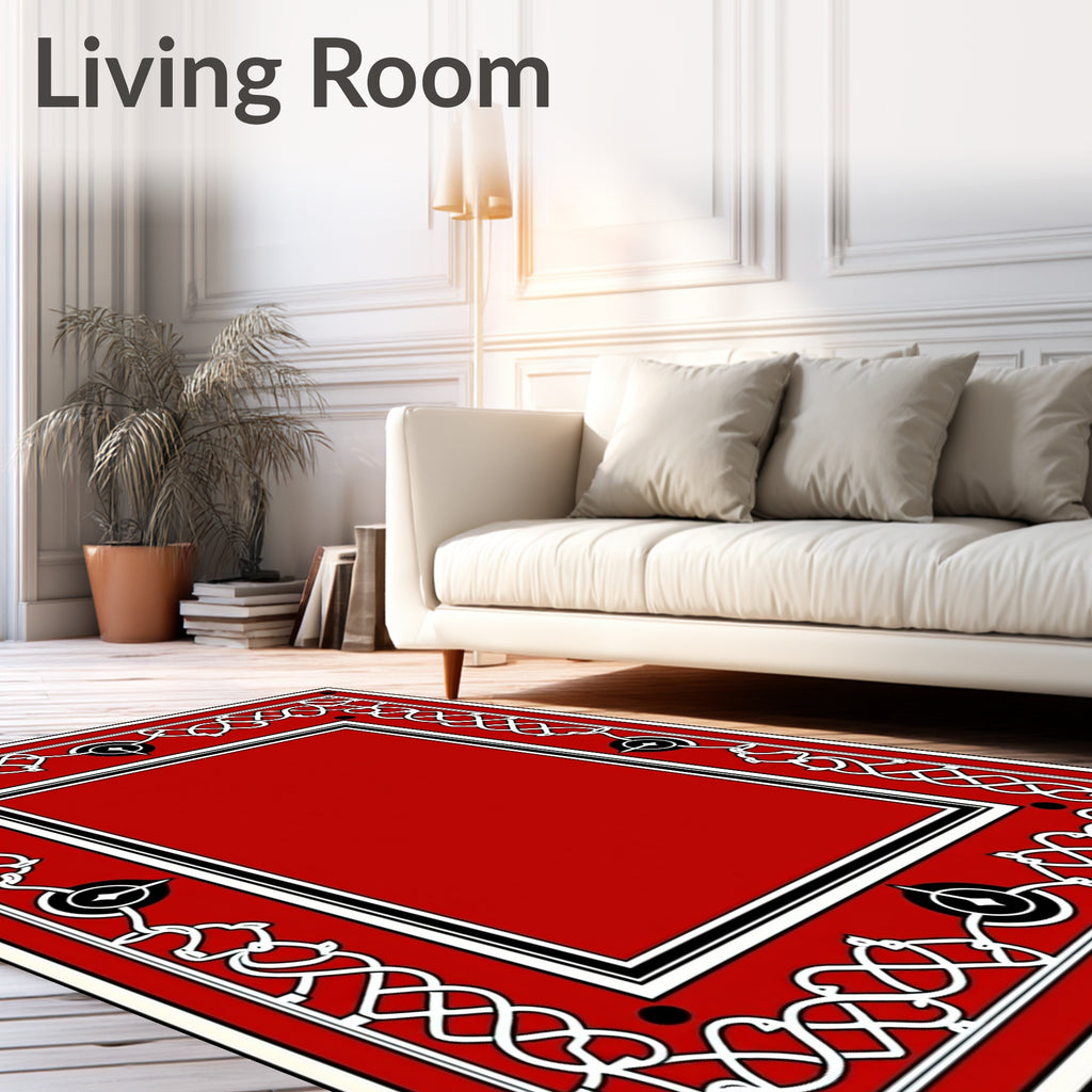 Crimson Red Celtic Knot Decorative Frame Rug
