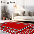 Crimson Red Celtic Knot Decorative Frame Rug