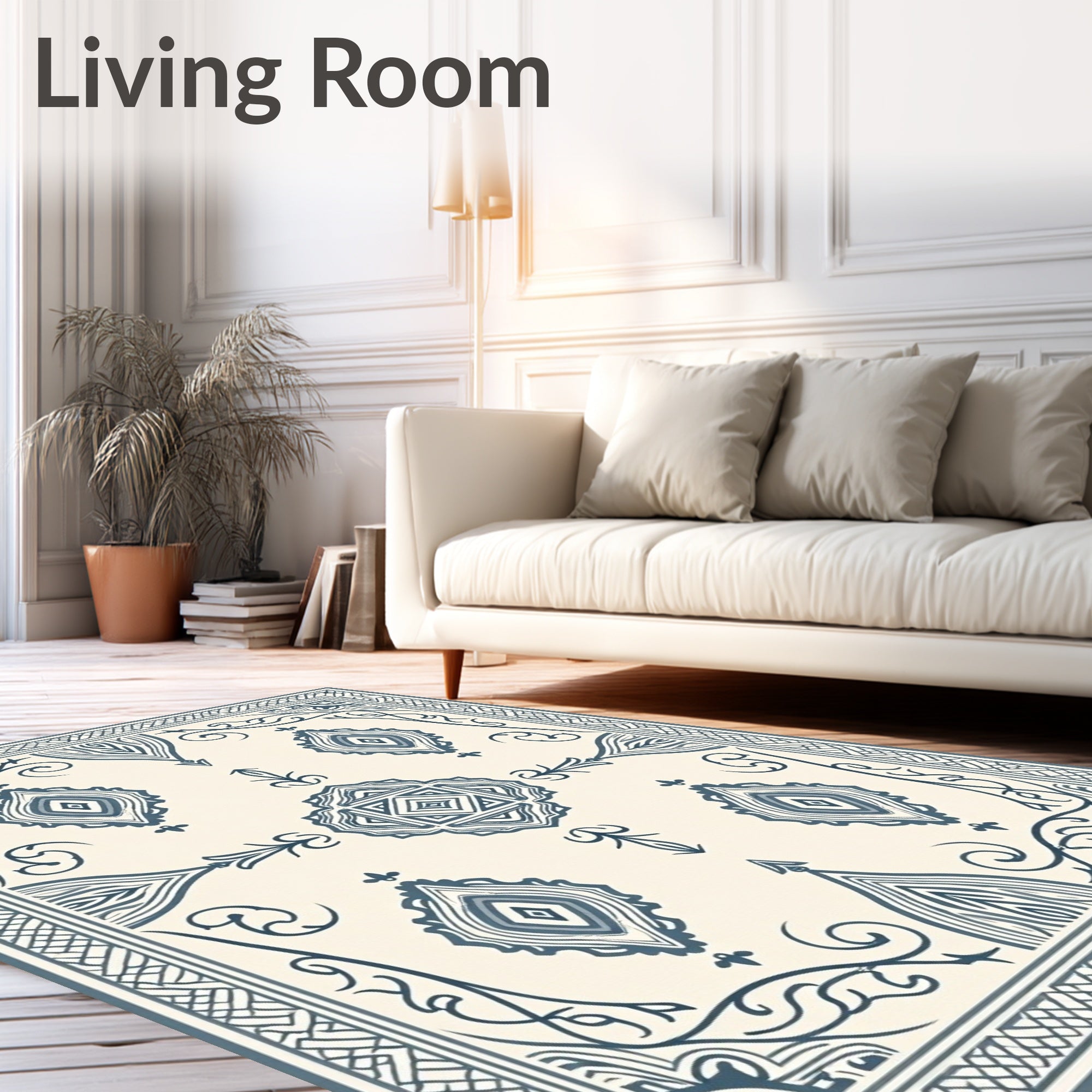 Ornate Diamond Swirl Pattern Rug