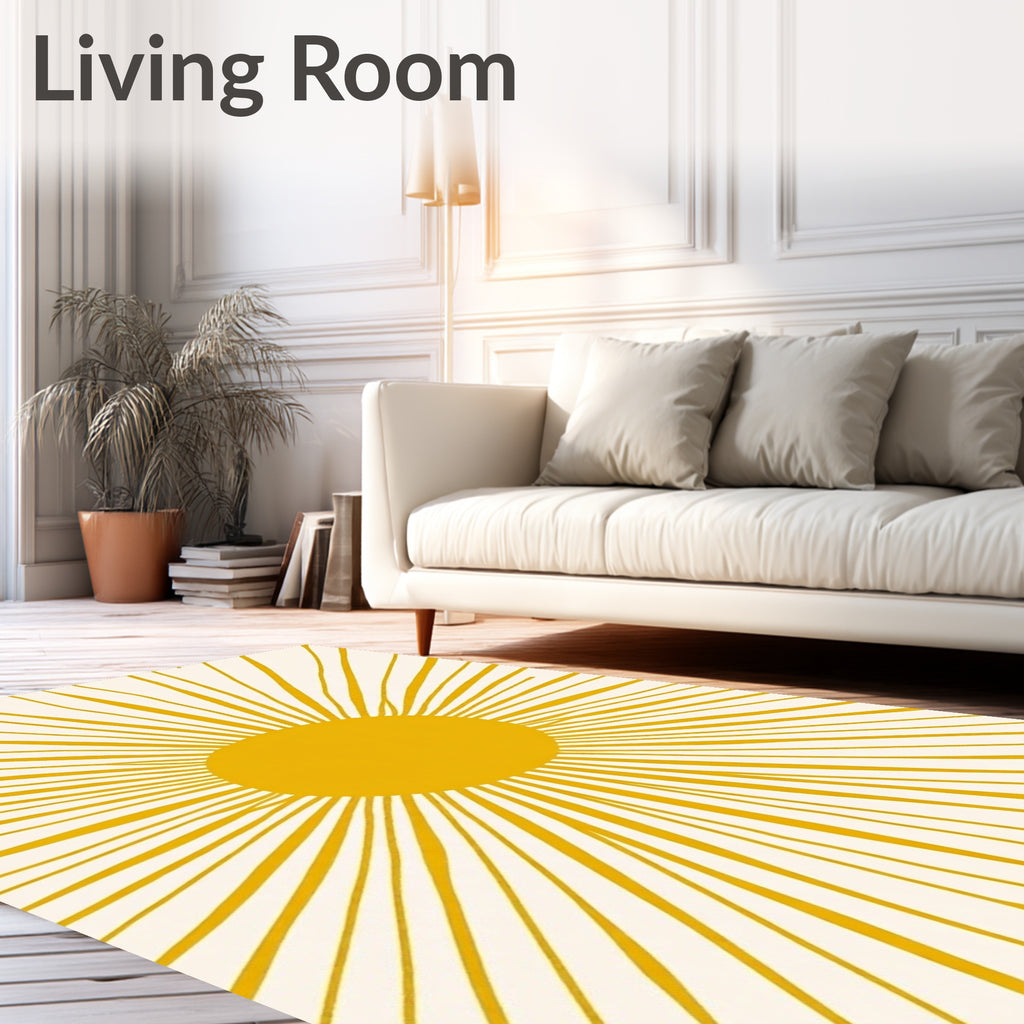 Golden Sunburst Geometric Pattern Rug