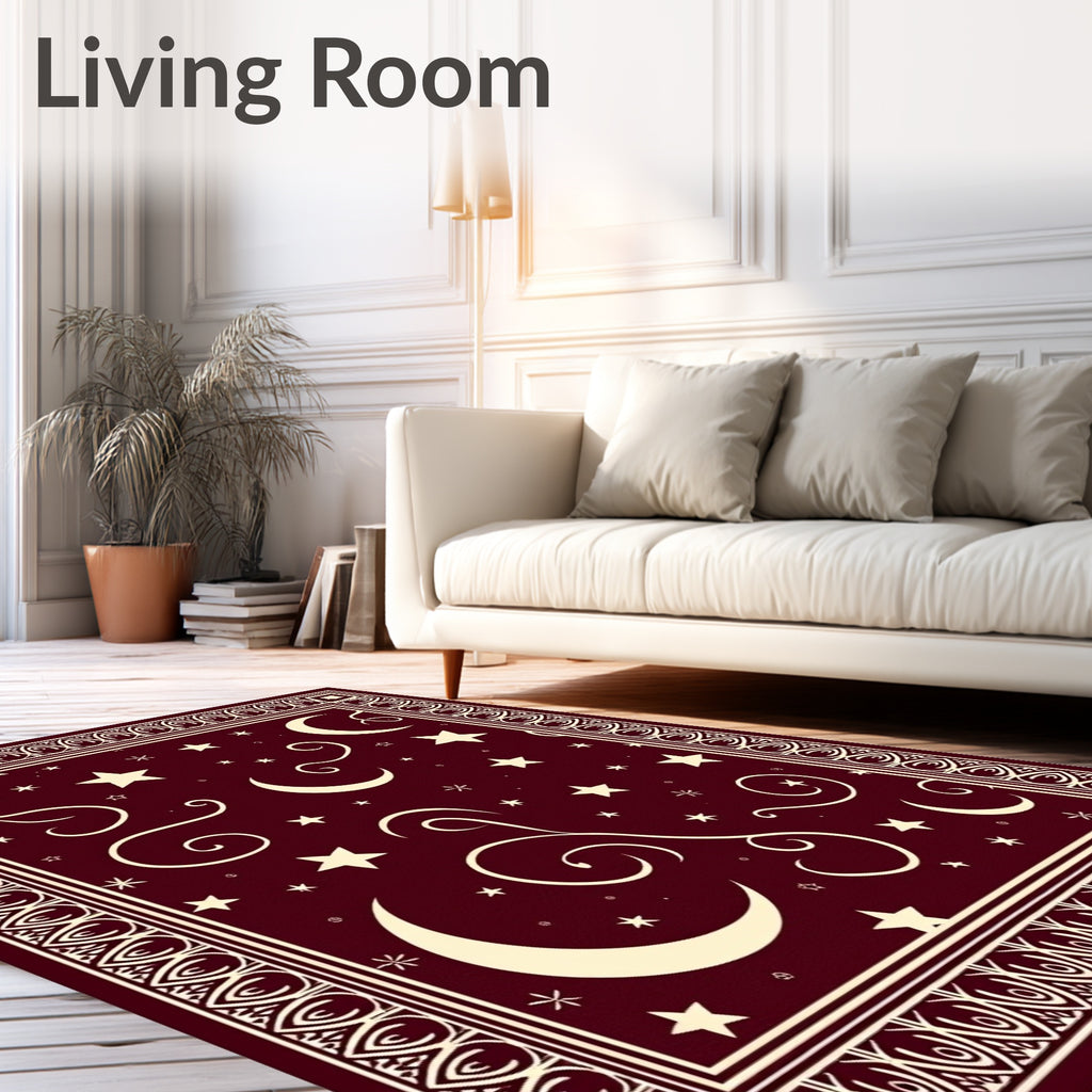 Celestial Moon Star Patterned Rug