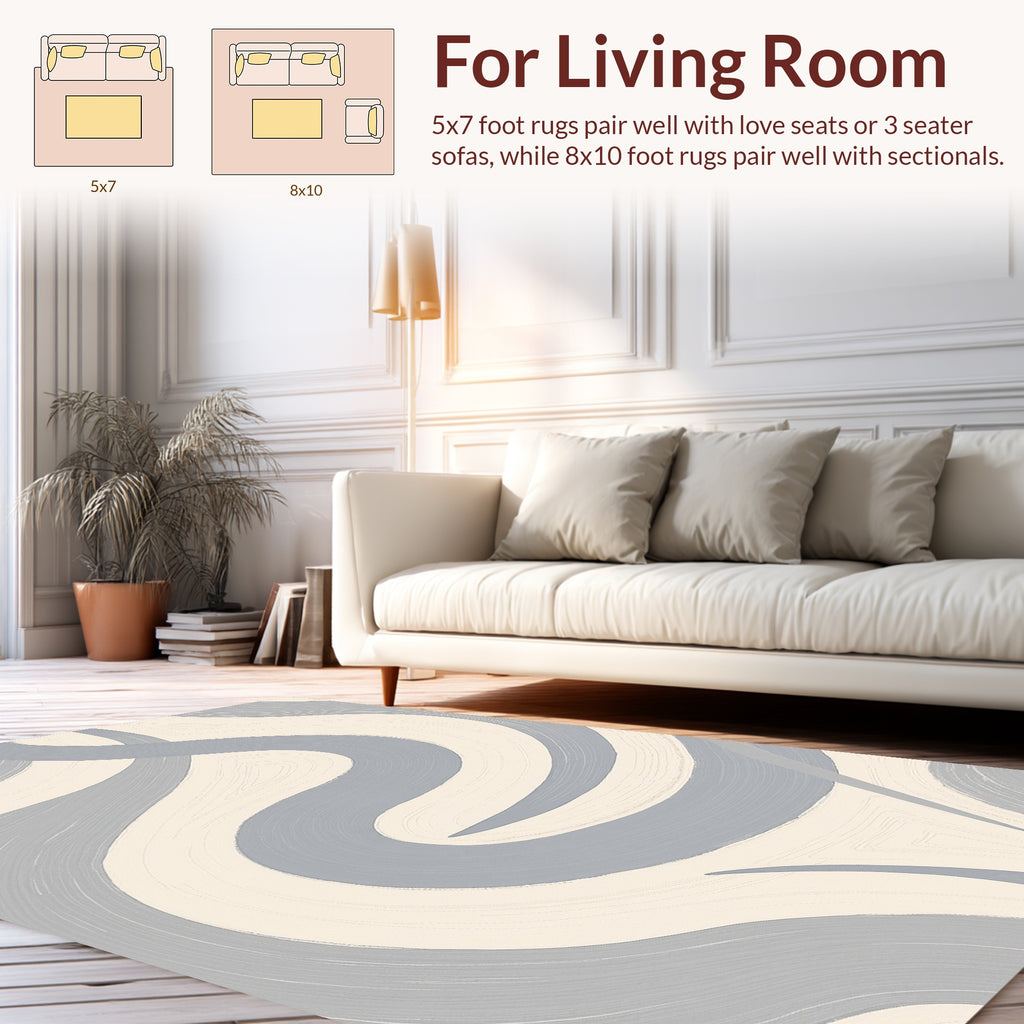 Soft Blue Cream Swirls Pattern Rug