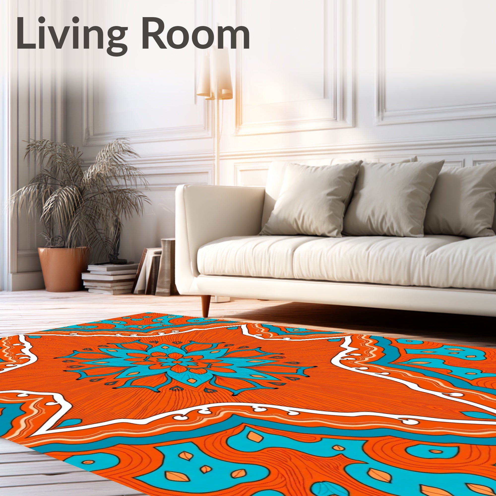 Radiant Floral Mandala Pattern Rug