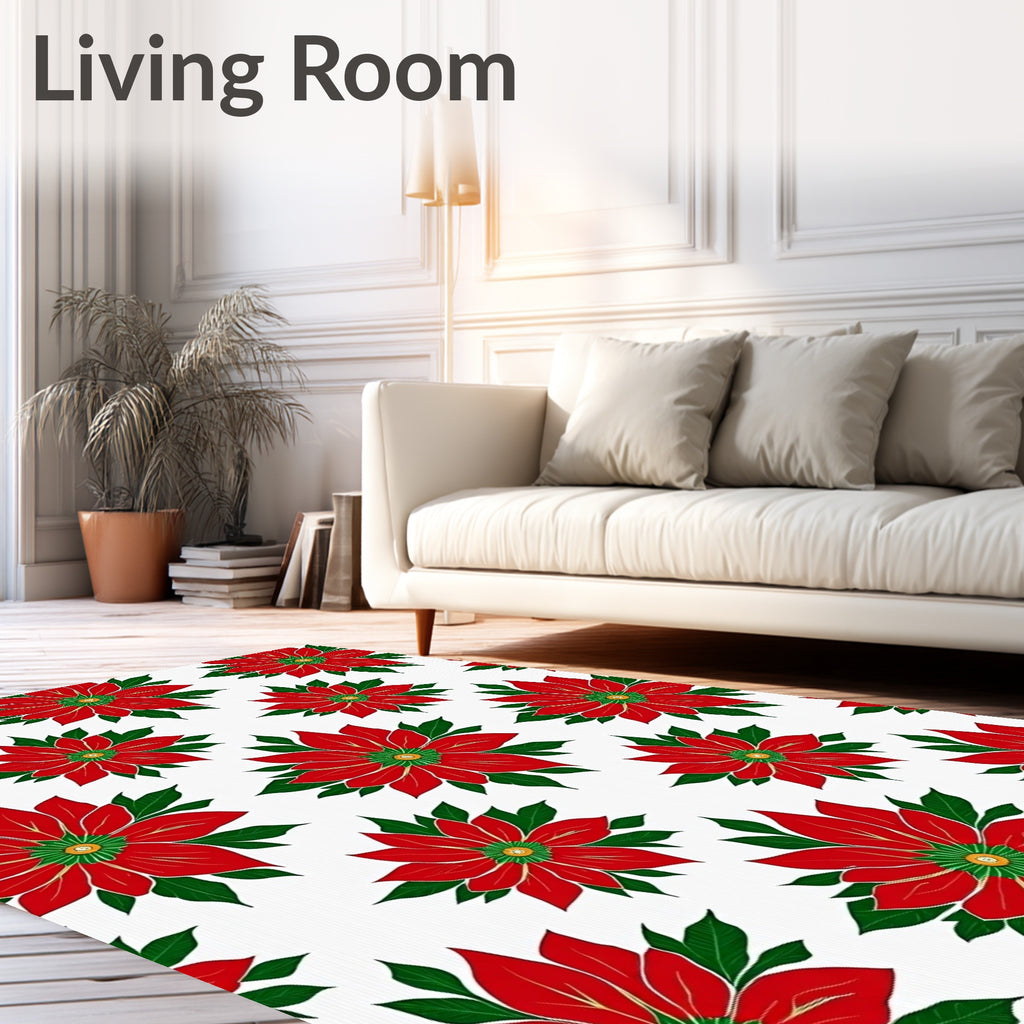Crimson Bloom Botanical Pattern Rug