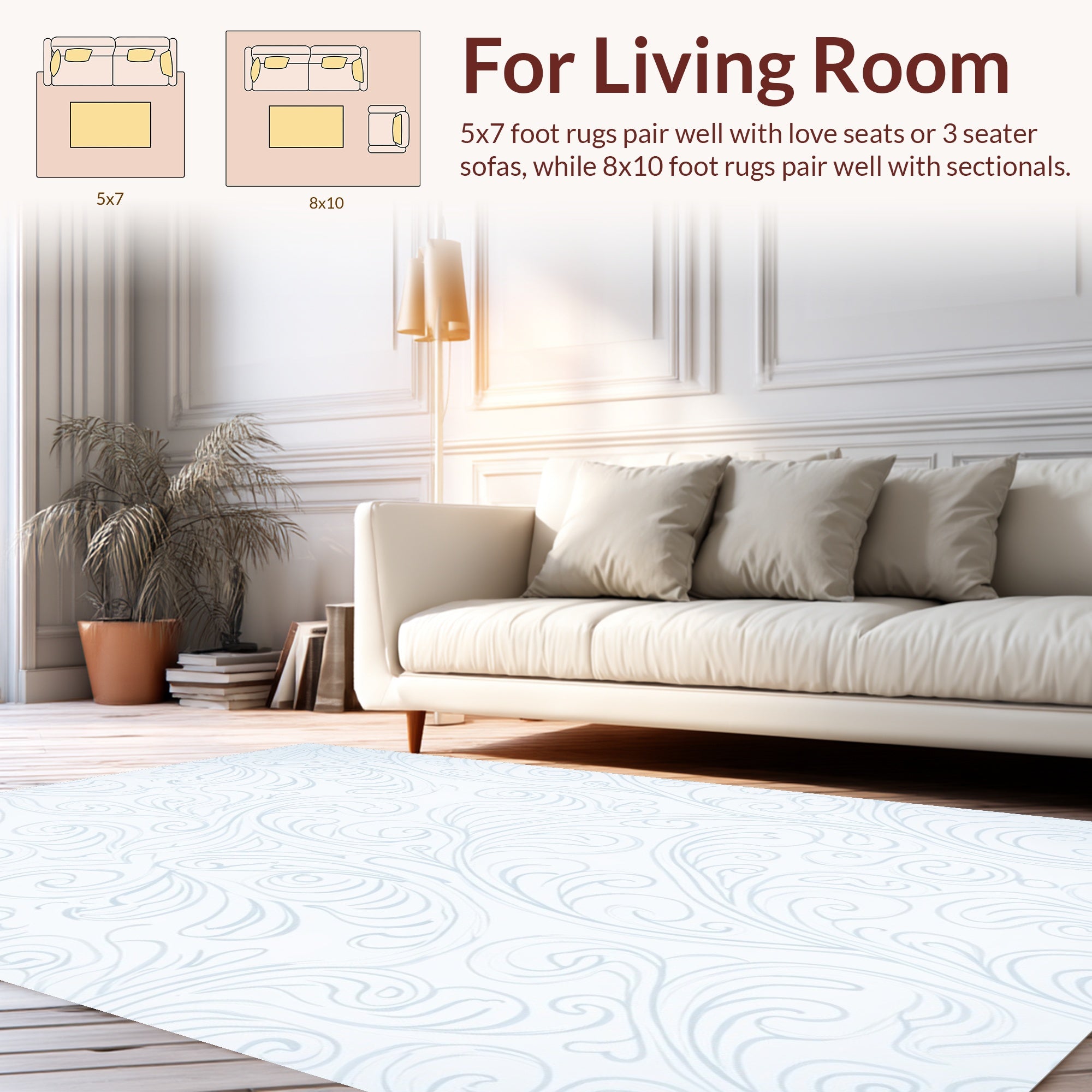 Delicate Swirl Floral Pattern Rug
