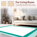 Teal And Aqua Geometric Border Rug