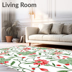 Whimsical Vine Floral Red Bloom Rug