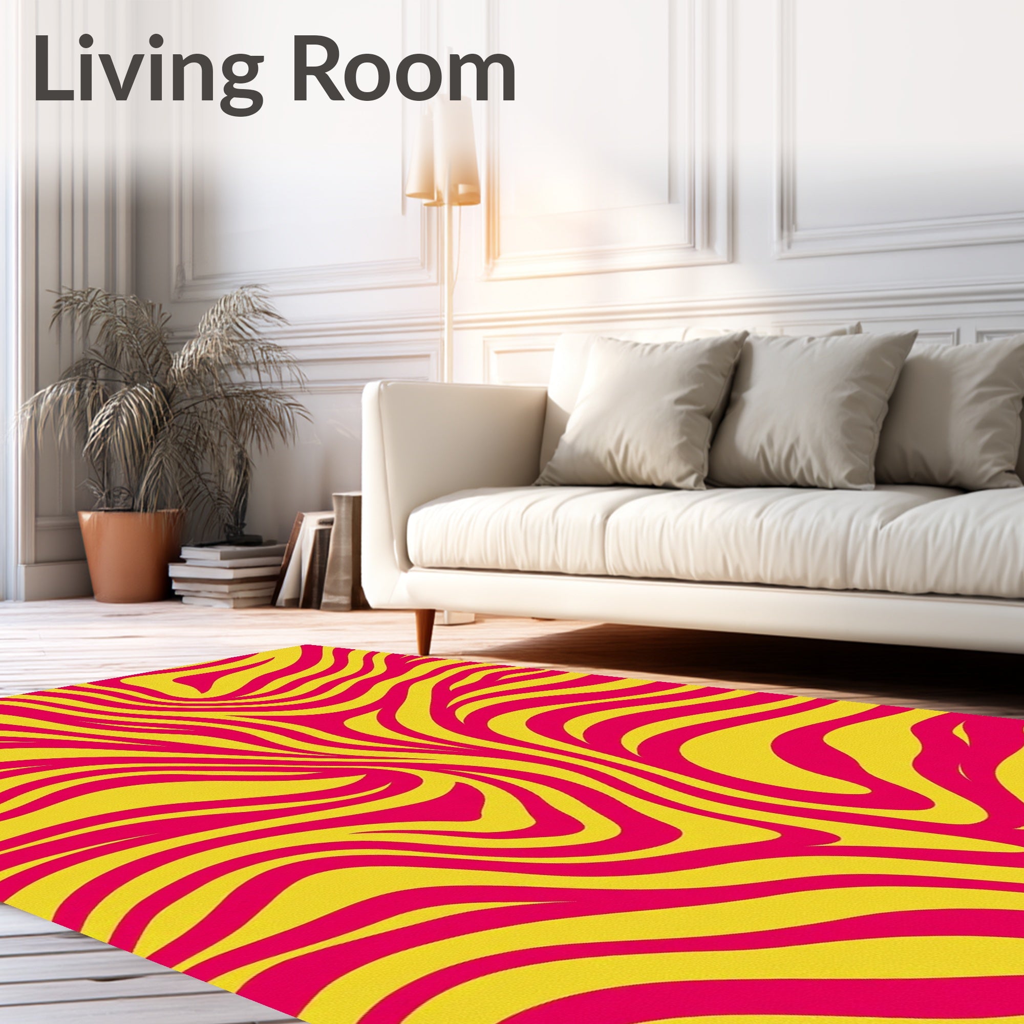 Bold Yellow Pink Zebra Stripes Rug