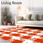 Orange Checkerboard Abstract Shape Rug