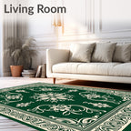 Elegant Floral Swirls Bordered Rug