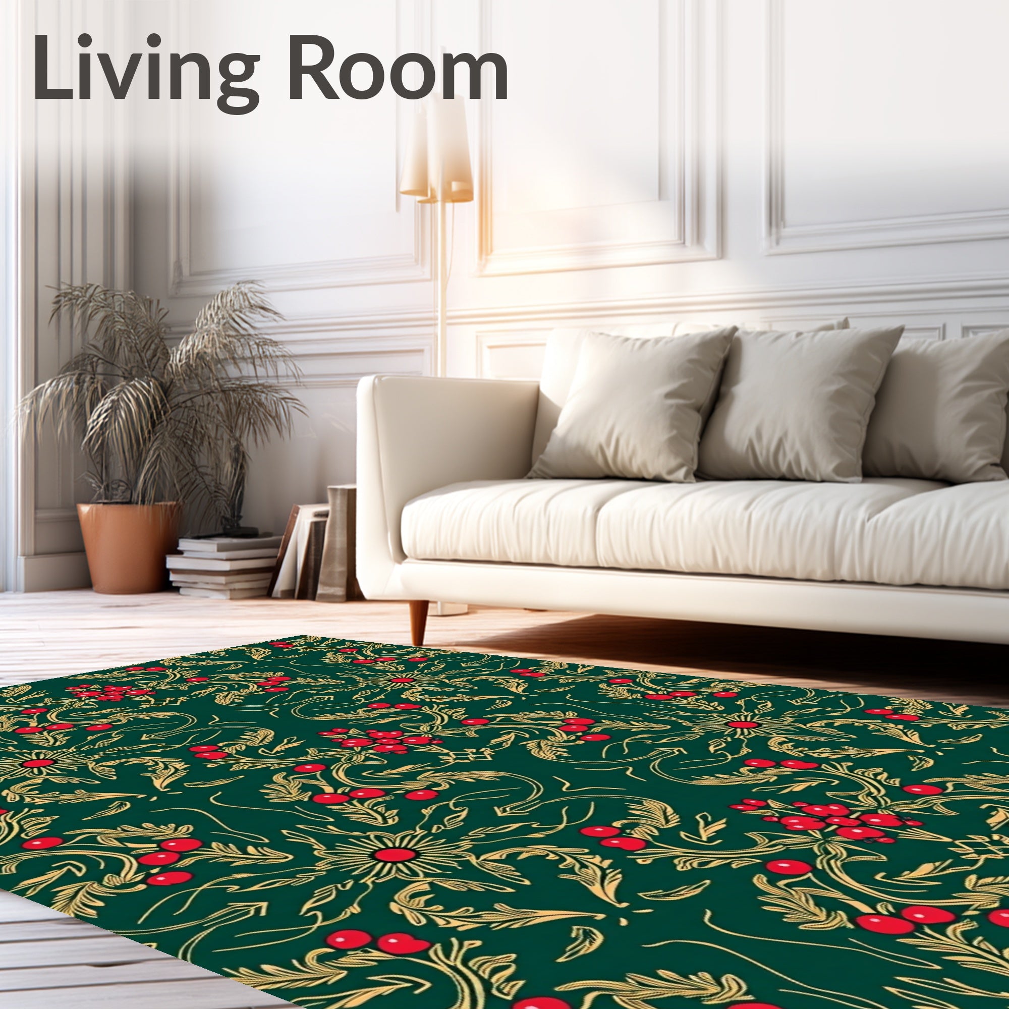 Elegant Floral Berry Pattern Rug