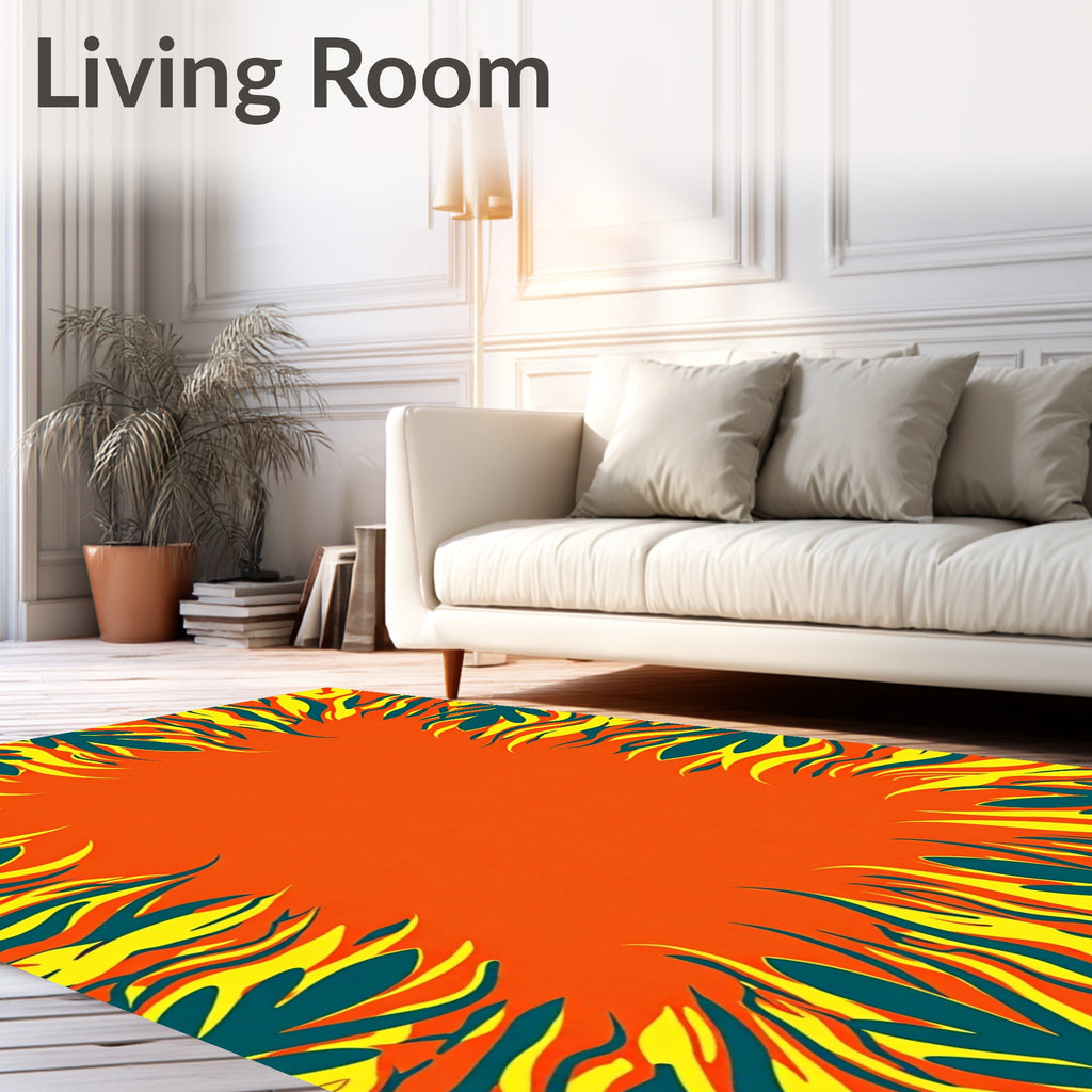 Bold Leaf Flame Pattern Rug