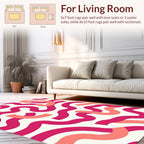 Dynamic Pink Coral Wavy Stripe Pattern Rug